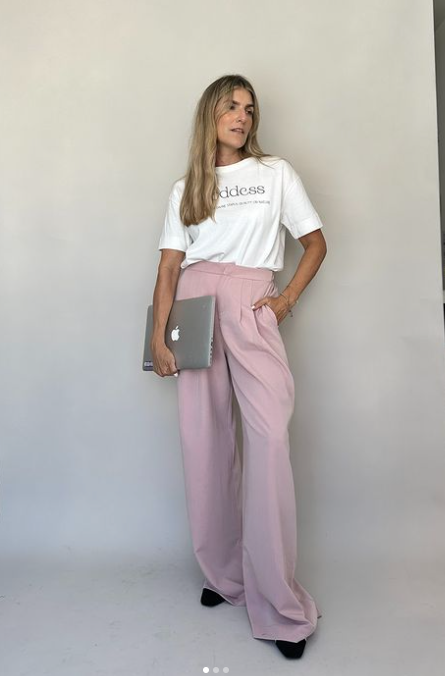 Pantalón palo de rosa bota ancha con bolsillos laterales y elástico en pretina posterior Maglia