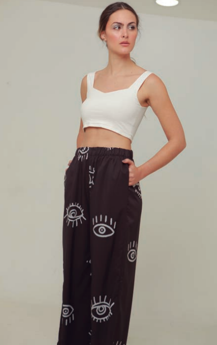 Pantalón lune pant con bolsillos laterales y detalle de alforzas- Ojos